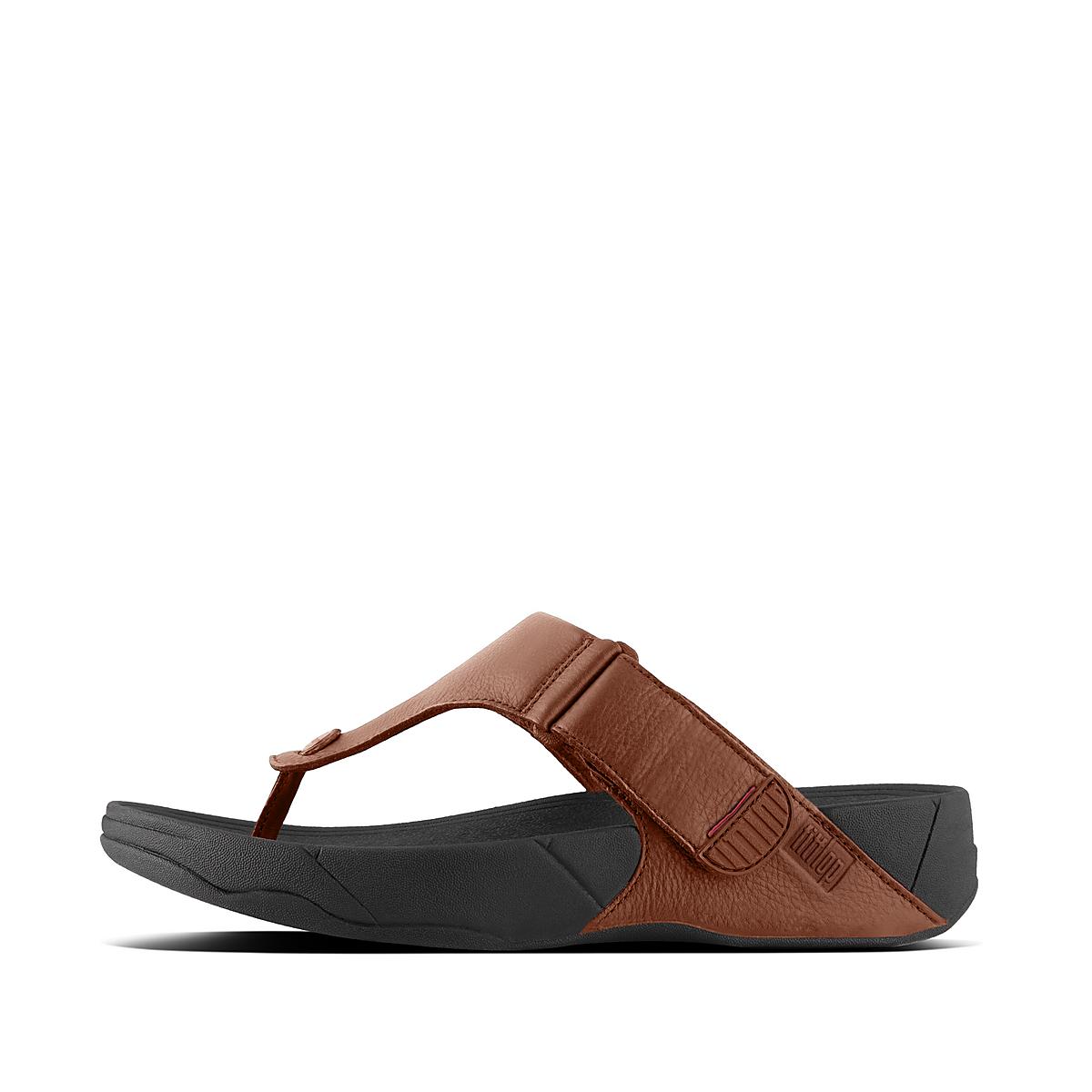 Fitflop Men's TRAKK II Leather Sandals - Dark Brown, SW0918235
